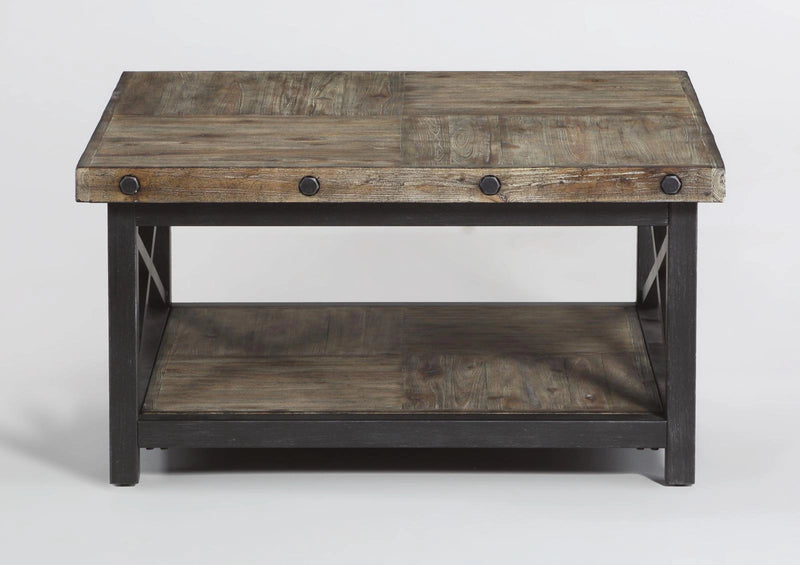 Flexsteel Carpenter Square Cocktail Table in Rustic Gray
