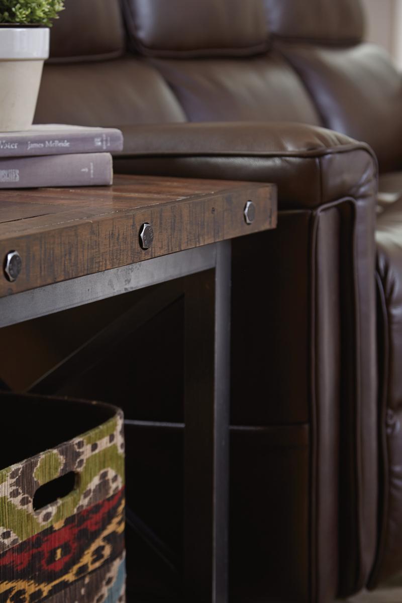 Flexsteel Carpenter Lamp Table in Rustic Brown