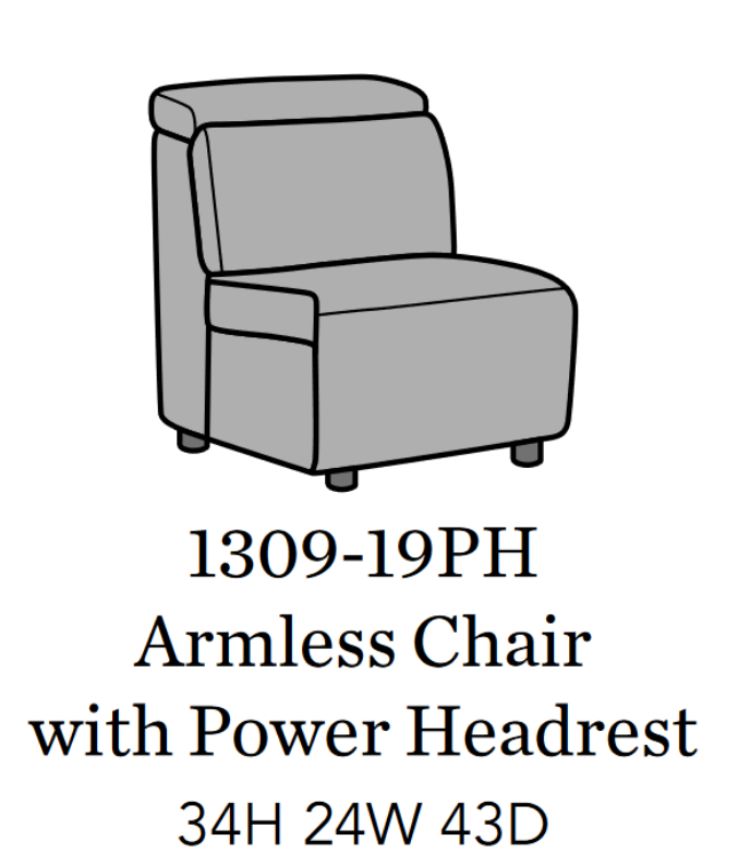 Flexsteel Latitudes Astra Leather Armless Chair w/Power Headrest