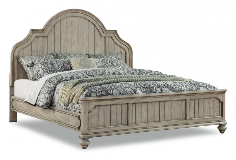 Flexsteel Wynwood Plymouth King Panel Bed in Whitewash Wood